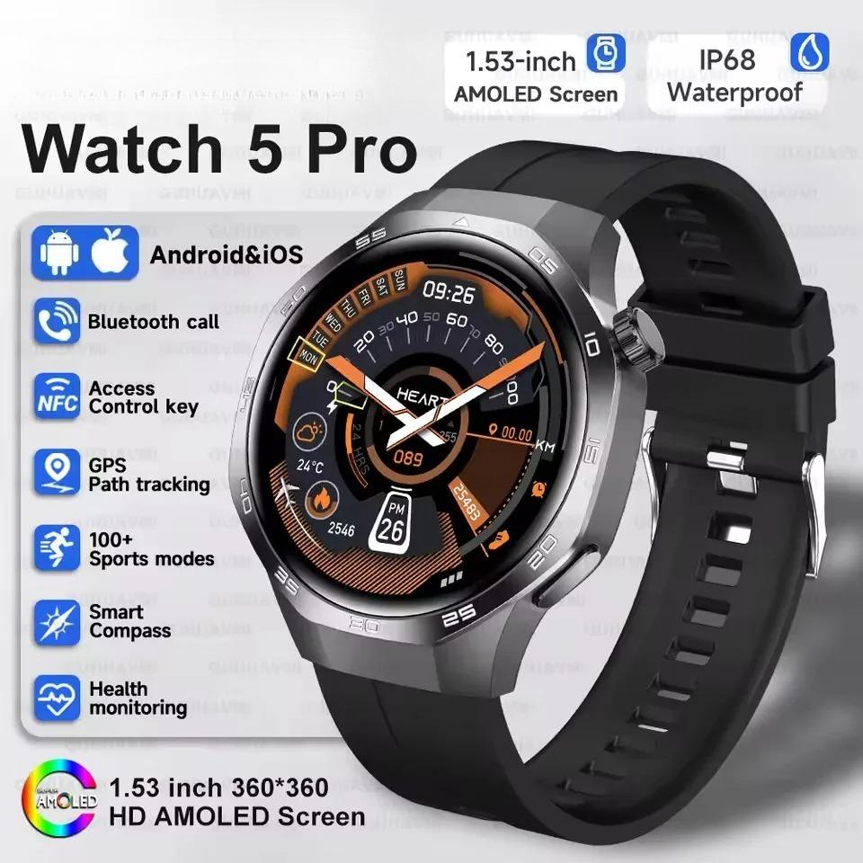 2026 Новые Bluetooth-звонки Умные часы Мужские 1,53 дюйма AMOLED HD Большой экран Пульс NFC IP68 Водонепроницаемые Мониторинг Спорт Беспроводная зарядка