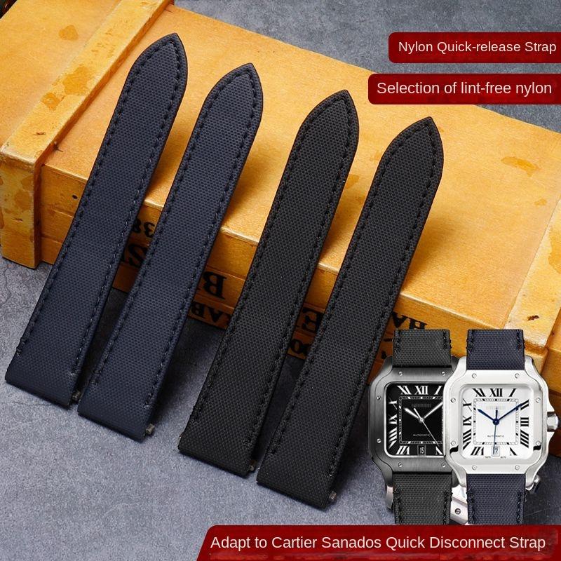 Нейлоновый ремешок 21 мм с быстросъемным креплением для ремешка Cartier Santos новый W2SA0007 средний Холщовый Водонепроницаемый Спортивный ремешок для часов Черный Синий