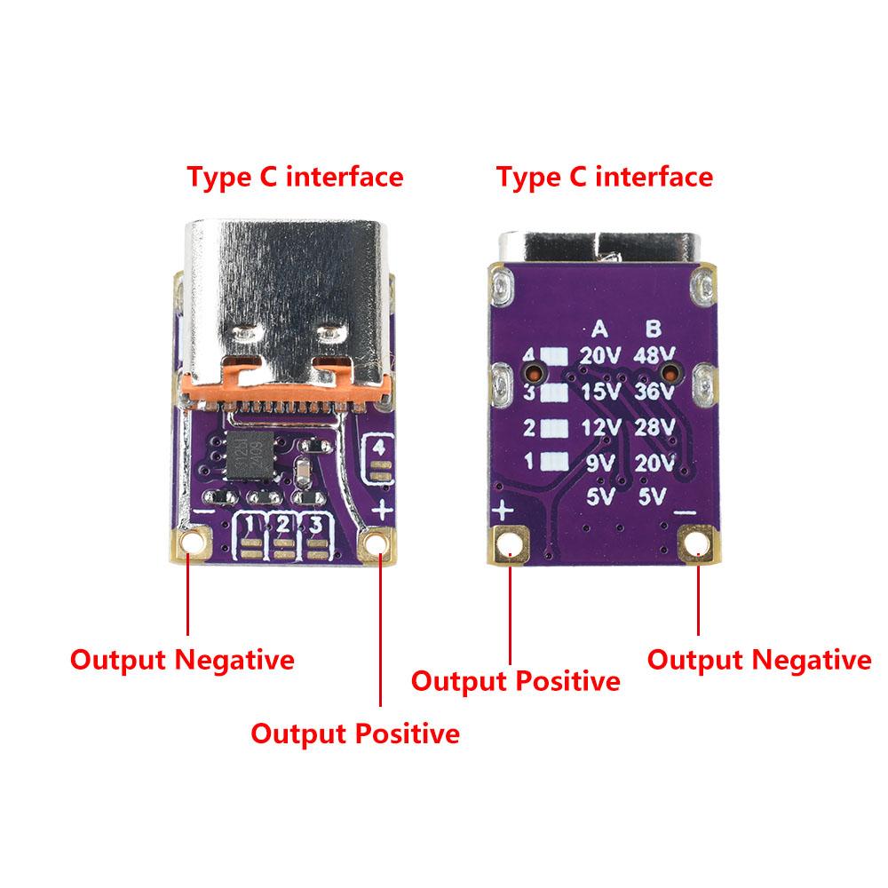 Модуль быстрой зарядки PD3.0 PD3.1 QC3.0 5A DC 5V/9V/12V/15V/20V/28V/36V/48V на 5V Адаптер запуска напряжения PD на DC Type-C