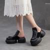 Модные кожаные босоножки на платформе с толстым каблуком для женщин, удобная летняя обувь с открытой пяткой