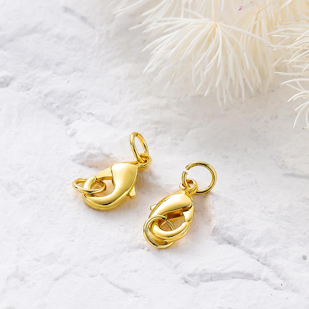 10pcs/lot 14K 18K Gold Lobster Clasps With Jump Ring Necklace Bracelet Extender Chain Connectors For DIY Jewelry Making Findings