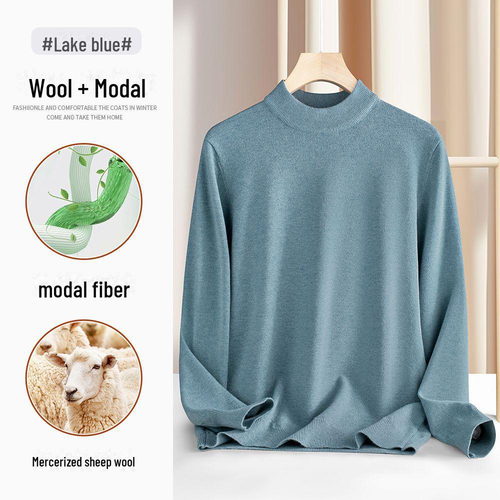 Мужской свитер-полуводолазка из модала из мерсеризованной шерсти высшего качества - теплая трикотажная модель средней длины для осени/зимы