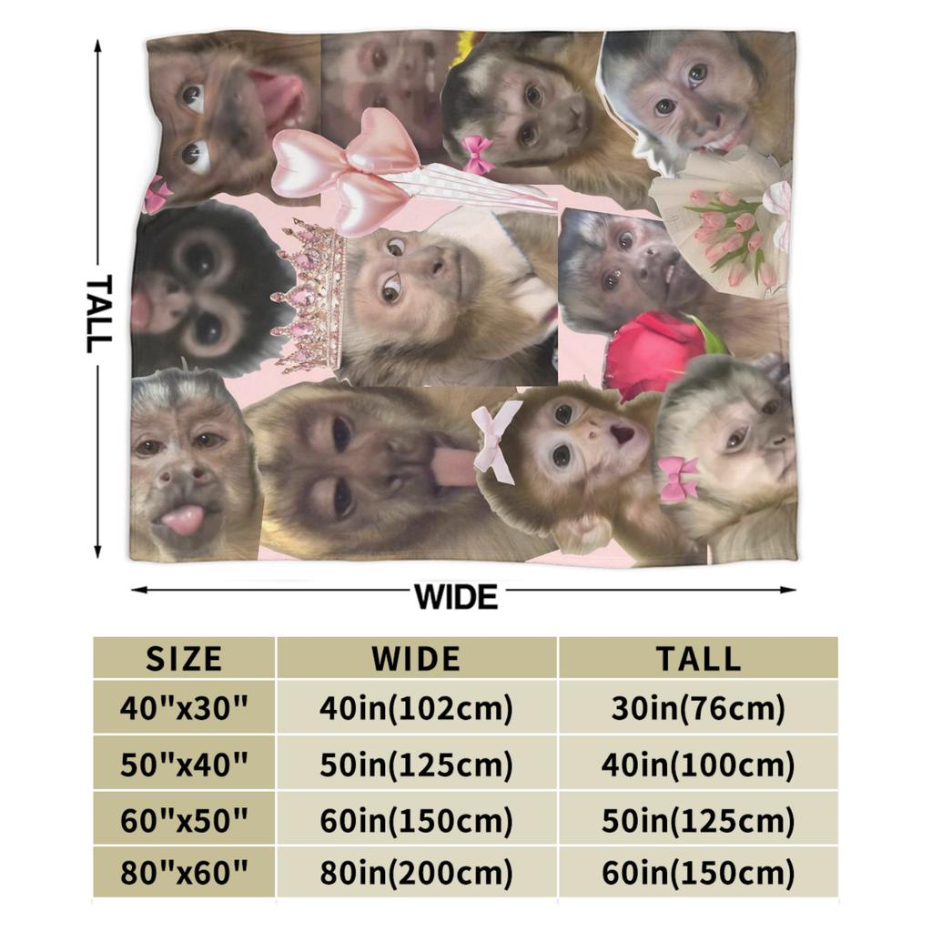 Funny Monkey Cartoon Gift Blanket For Men Women Super Soft Warm Throw Blankets for Sofa 50x60 Inches Multi-size