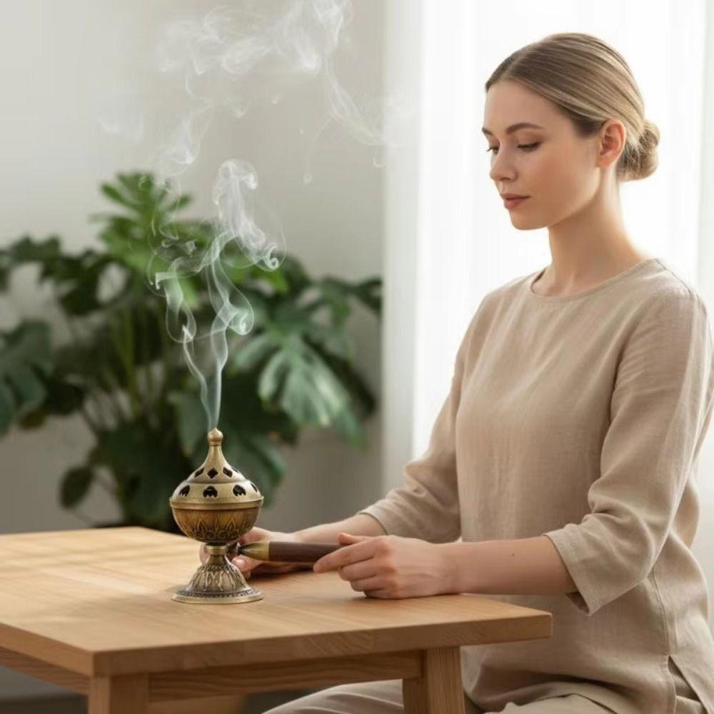 Hollow Out Rotating Incense Burner Non-Stick Powder Aromatherapy Stove Home Fragrance