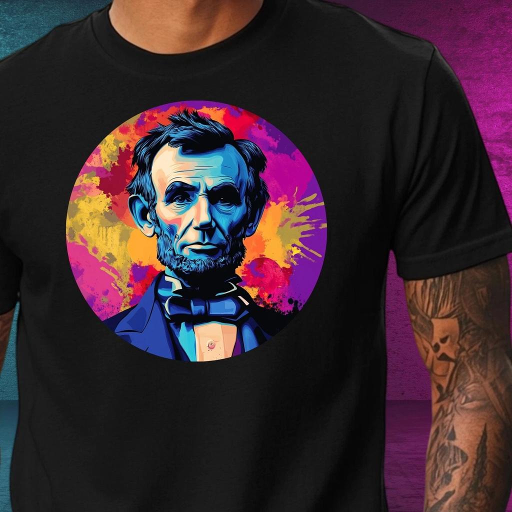 T-Shirt Herren Abraham Lincoln Pop Art Motiv Baumwolle Größe XS bis 5XL