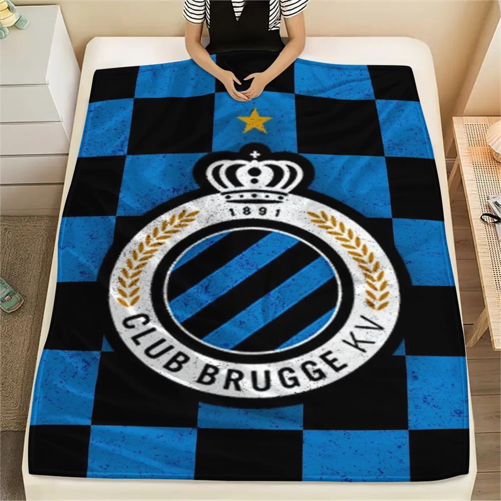 1Pc Club Brugge K V Print Flannel Blanket, High quality Comfortable for All Seasons, Home Decor, Warmth and Comfort, Perfect for Christmas Gifts
