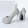 High Heels 12cm Slim Heels High Heels Fish Mouth Waterproof Platform Silver Single Shoes Women's Shoes