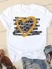 Short Sleeve Tee T-shirts Summer Casual Female Clothing Fashion Leopard Love Heart Trend Women Regular Graphic T Shirt Clothes