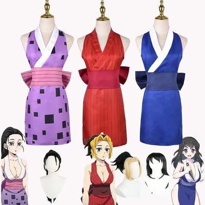 Аниме Demon Slayers Suma Hinatsuru Makio, карнавальный костюм Uzui Tengen Wives, парик, платье, костюм, одежда, комплект униформы на Хэллоуин