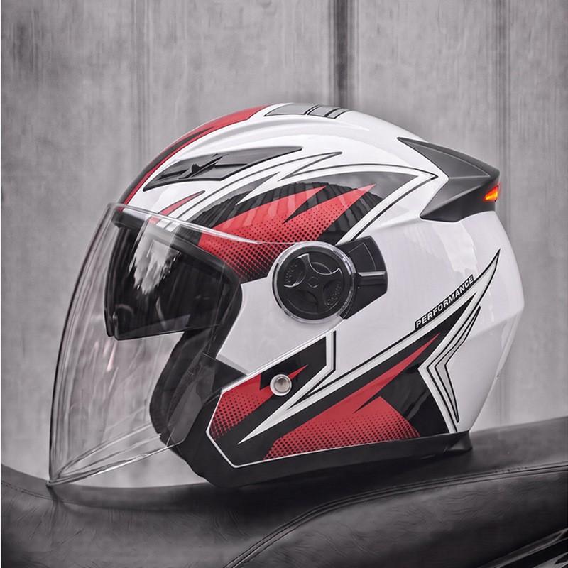 3/4 Motorcycle Helmet Men Women 3C Certified Electric Bike Half With LED Light All Season Commuter