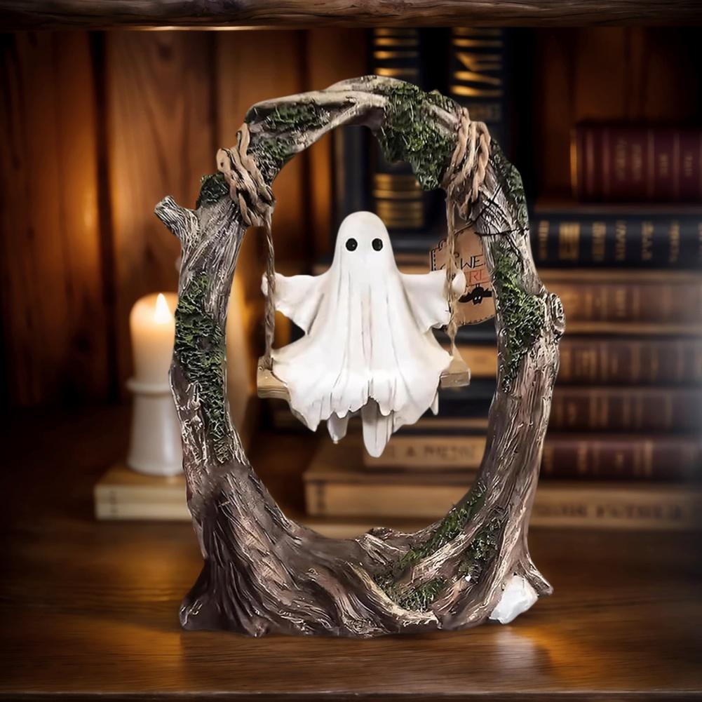 Cute Spooky Halloween Figurine Resin Small Ghost Figurine Multi-Purpose Lovely Ghost Decorations for Desktop Bookshelf Decor
