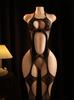 Женское Кружевное Сетчатое Боди-чулок Babydoll с Бантом Сексуальное Интимное Эротическое Ночное Белье