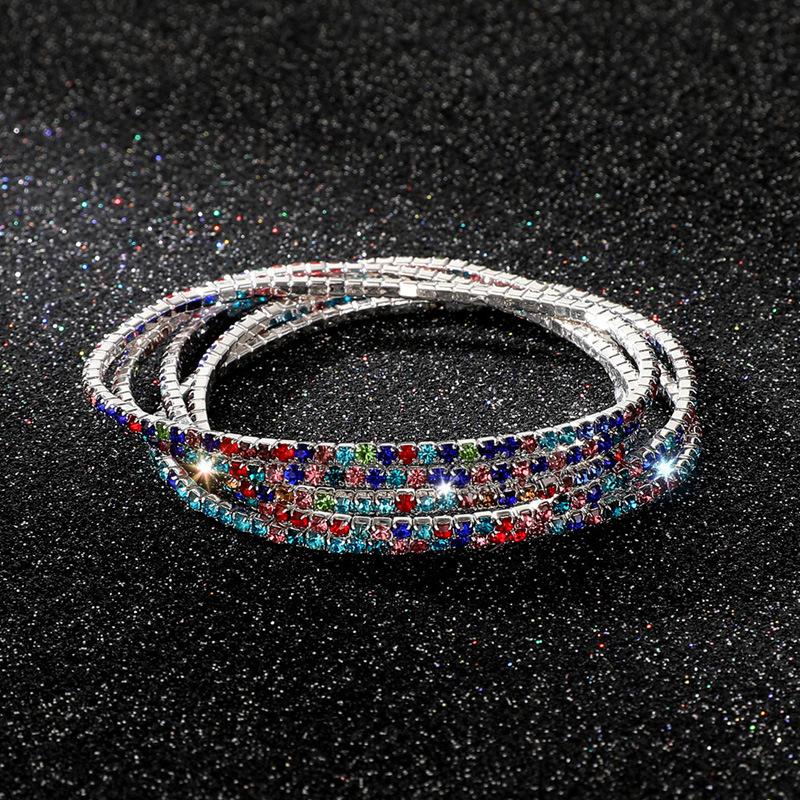 5Pcs/Lot Elastic Crystal Bracelets 2mm Charming Gold Color Crystal Rhinestones Metal Bangle Bracelet Jewelry DIY Gift