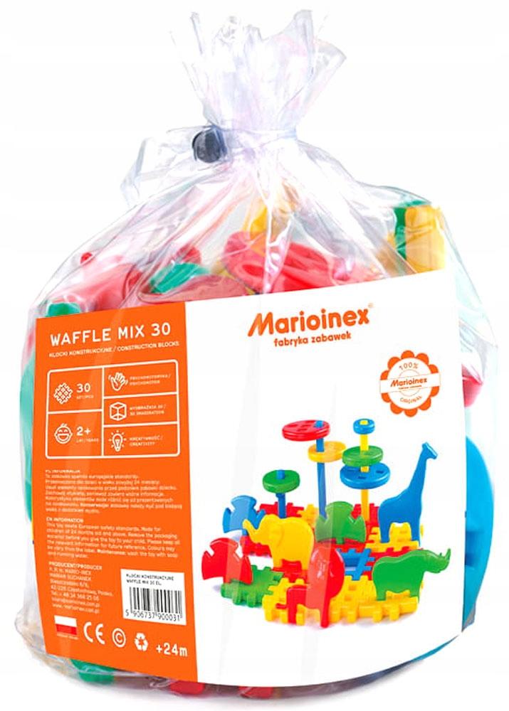 Large Marioinex waffles blocks waffles + animals 30 pcs, children 2+, 10 cm x 10 cm