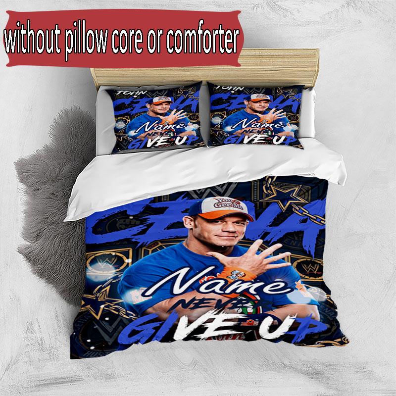 3pcs Duvet Cover Set (1*Duvet Cover + 2*Pillowcase, Without Core), Custom Name John Cena Pattern Bedding Set, Home Bedroom Decor Gift