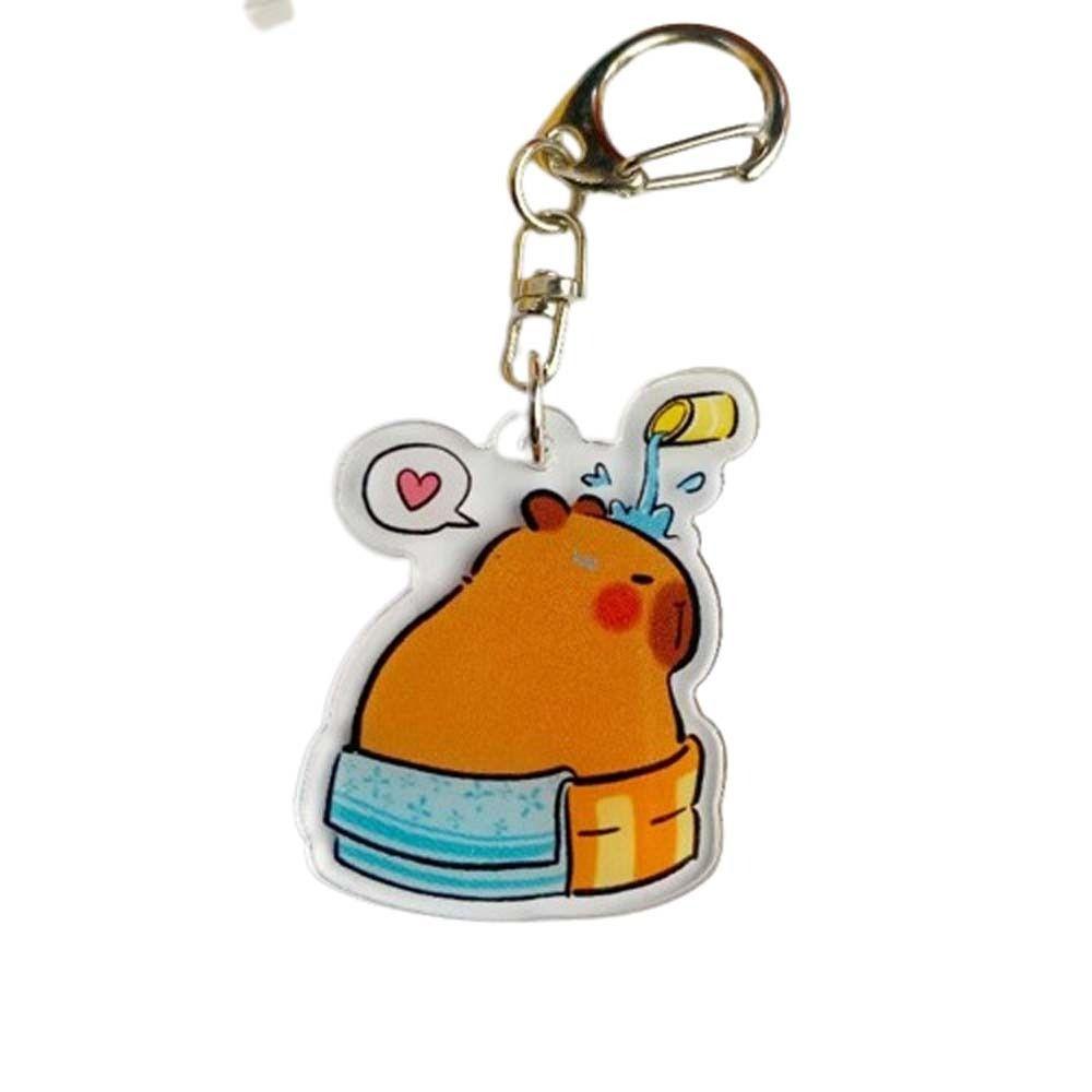 Cartoon Capybara Cartoon Capybaras Keyring Acrylic Kapibala Keyrings  Hanging Accessory
