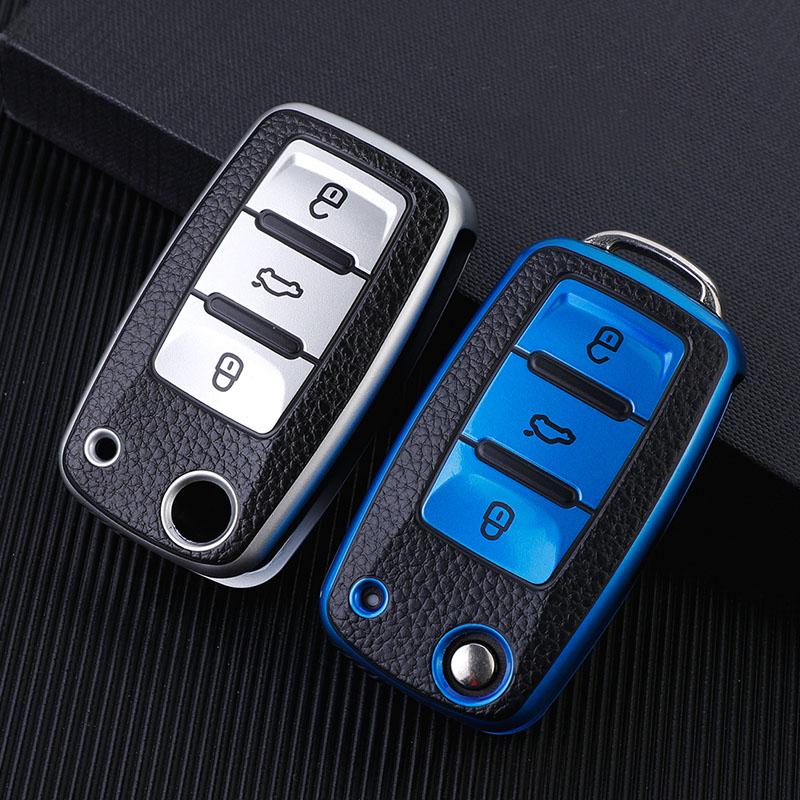 Чехол для автомобильного ключа из ТПУ, чехол-брелок для VW Volkswagen MK4 Bora Golf Jetta Passat Polo Bora Touran Skoda Seat Tiguan Lavida Octavia