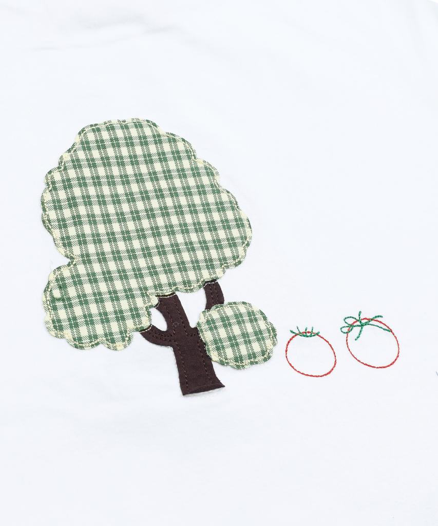 RuNaKi'Hu' Wxt099 Kumo Tomato Check Applique T-Shirt (White)
