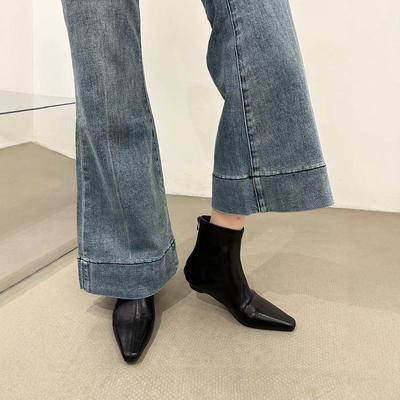 Высококачественная женская обувь, женские ботильоны, модные женские ботинки с застежкой-молнией сзади, сплошные современные ботинки, женские сексуальные туфли с острым носком для женщин