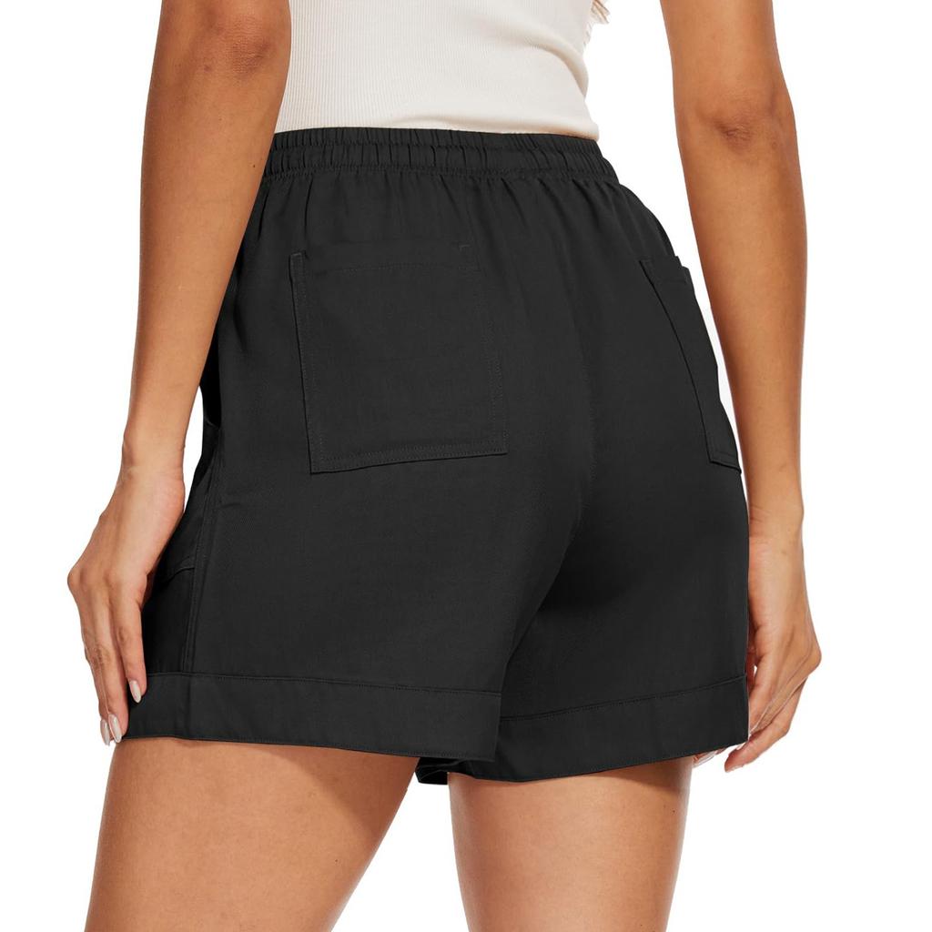 Женские однотонные шорты на шнурке с карманами, свободные повседневные брюки