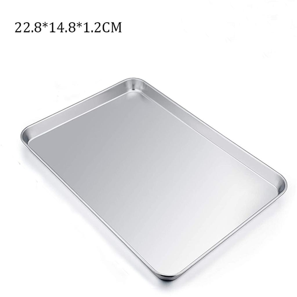 Stainless Steel Fruit Plate Heavy Duty Rectangle Loaf Pan Cake Dish Baking Tray Cookie Sheets
