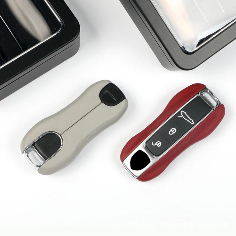 AABKT1 Leather Car Smart Key Cover Case Fob For Porsche 911 Macan Boxster Cayenne Panamera Taycan Cayman 971 9YA 718 Key Shell