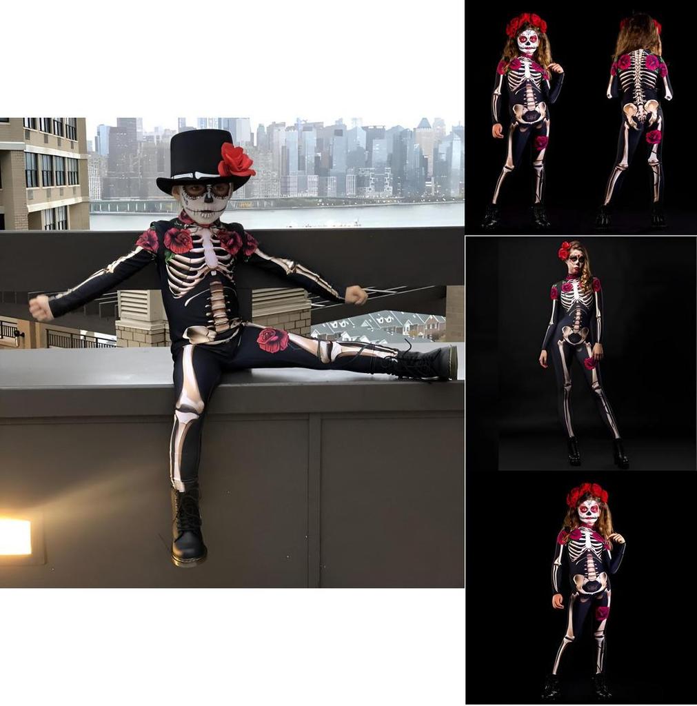 Премиальный женский комбинезон-скелет для клубных вечеринок и Хэллоуина