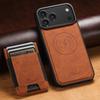 Magnet Wireless Charging Card Holder Phone Case For iPhone 18 Pro Max 17 Pro 16 Plus 15 14 13 12 Luxury Cowhide Leather Cover