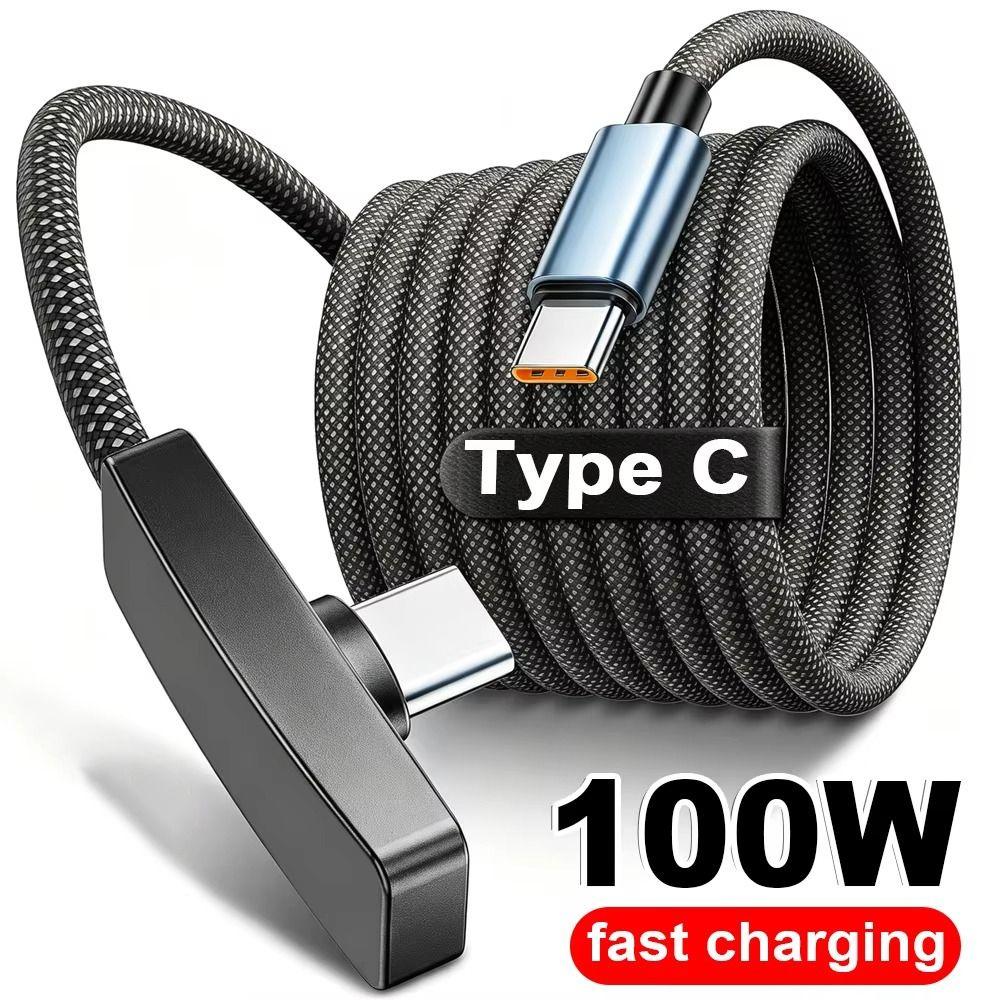 Type-C to Type-C Type C Cable 90 Degree Data Transfer Cables Durable 100W Super Charging Cable