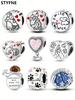 Шармы Plata Семья Любовь Бусины Шарм Медное покрытие Подходит для Шармов Медь Оригинальный Браслет Для Изготовления Украшений DIY Шарм