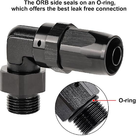EVIL ENERGY 8AN Hose End to 8AN ORB 90 Degree Fitting Swivel for CPE Braided Hose