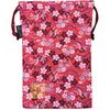 Senshishuin Nishijin Brocade Drawstring Bag and White Cherry Large (Lined) Black, Red, Blossom/Vermilion,