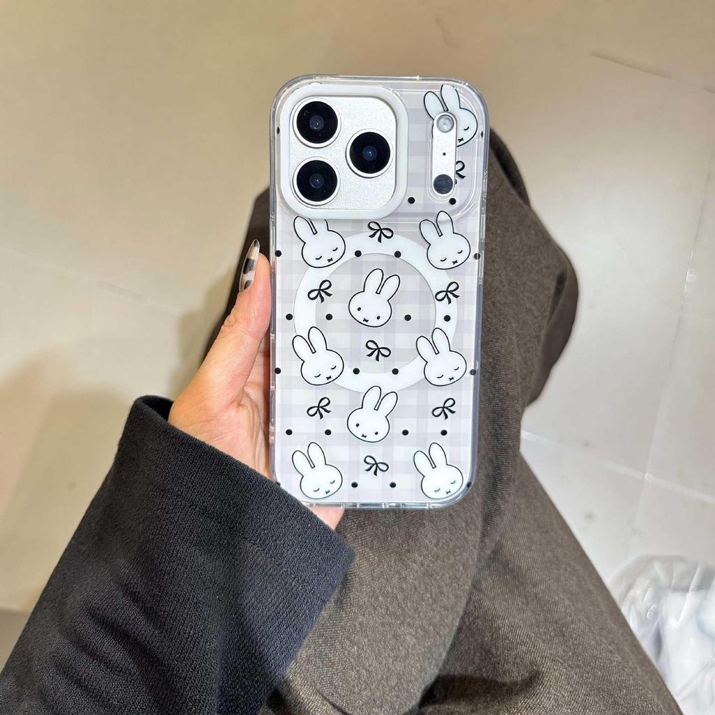 Модный Магнитный Противоударный Чехол Miffy для iPhone 17/16 Pro Max - Серый/Белый
