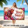 Highland Cow Theme Quick Dry Beach Towel Custom Name Text Print Large Sand Resistant Towel Beach Vacation