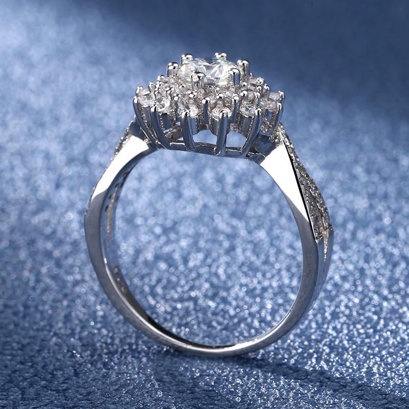 Серебряное кольцо S925, стерлинговое серебро S925, муассанит, подсолнечник, 8-символьное кольцо с микро-оправой, бриллиантовое кольцо, импортное, цвет D, чрезвычайно белый