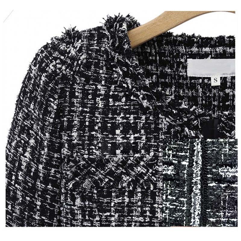 MAITA New Women's Jacket Black and White Check Tweed Plus Size