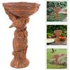 Garden Bird Bath Decorative Tray Bird Feeder Creative Owl Figurine Bird Bath Bird Feeder Garden Statue Bird Feeder Tray Lawn Bird Decor