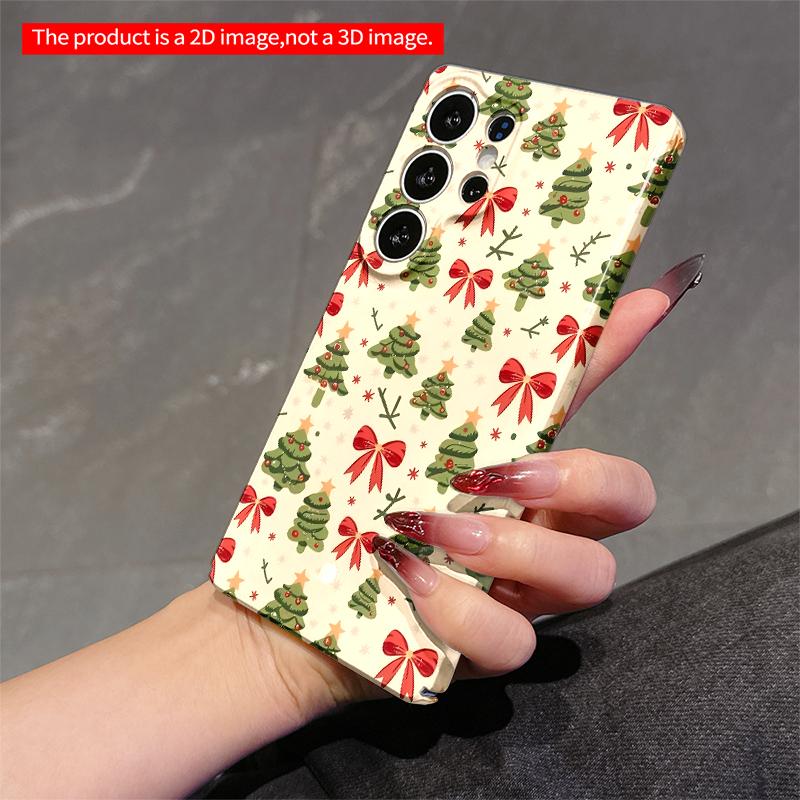 2DFlat Samsung phone case Festive Christmas Trees & Bows Pattern Phone Case Applicable to Galaxy S22 S23 S24 S25ULTRA S26 A12 A13 A14 A15 A16