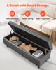 VEVOR Button-Tufted Storage Ottoman Bench, PU Leather Bench with Storage and Solid Wood Legs, Modern Shoe Benches Seat for Entryway