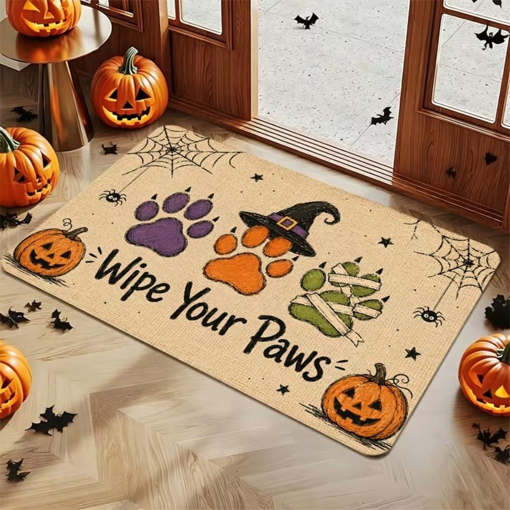 Absorbent Pumpkin Ghost Doormat Non-Slip Entryway Floor Mat Halloween Entrance Carpet Kitchen