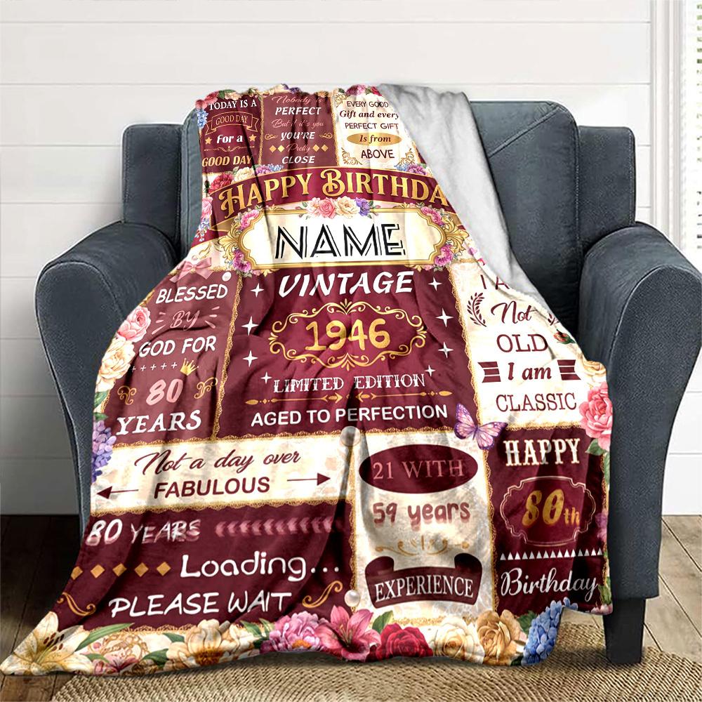 80Th Birthday Celebrationcustomize Your Name Blanket Soft And Comfortable It'S The Perfect Gift For Family Friends Or Loved Ones Suitable For All