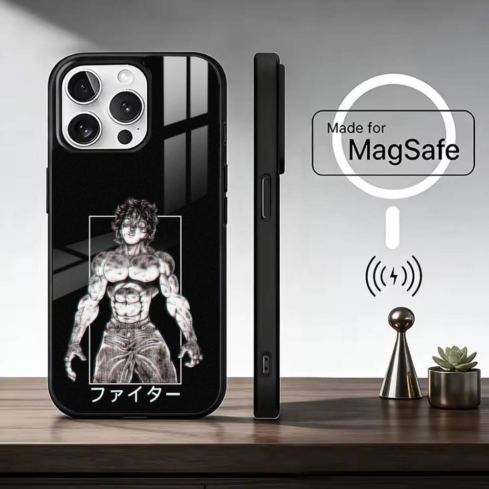 Чехол для телефона C-Comic H-Hanma B-Baki для iPhone 17, 16, 15, 14, 13, 12, 11 Plus, Pro Max Магнитный для беспроводной зарядки Magsafe