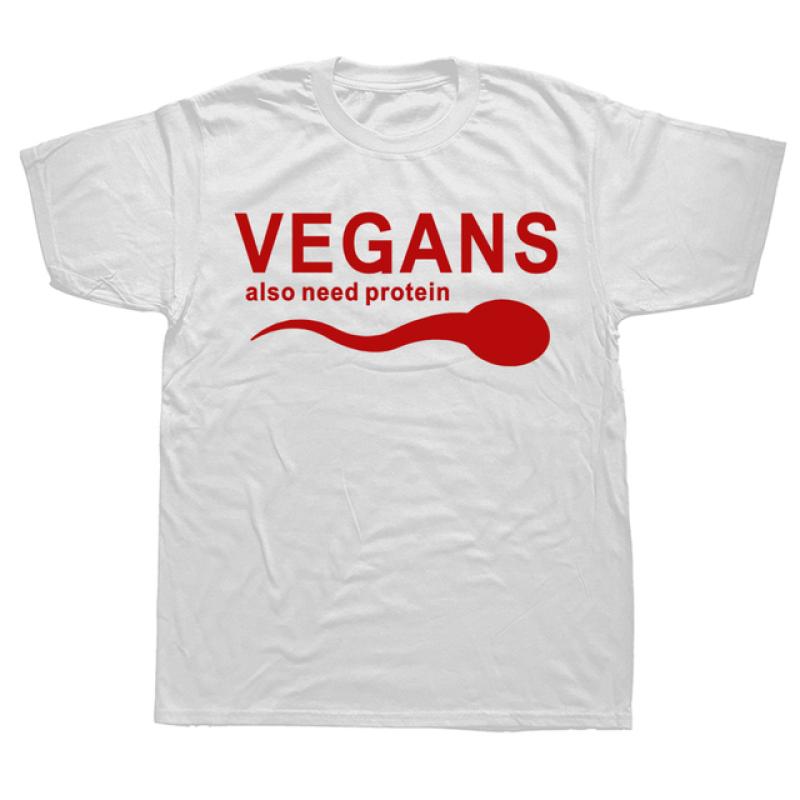 Забавные веганы, также нужны протеиновые лозунги, футболки с буквами, мужские белые футболки с 3D принтом овощей, вегетарианства, Harajuku