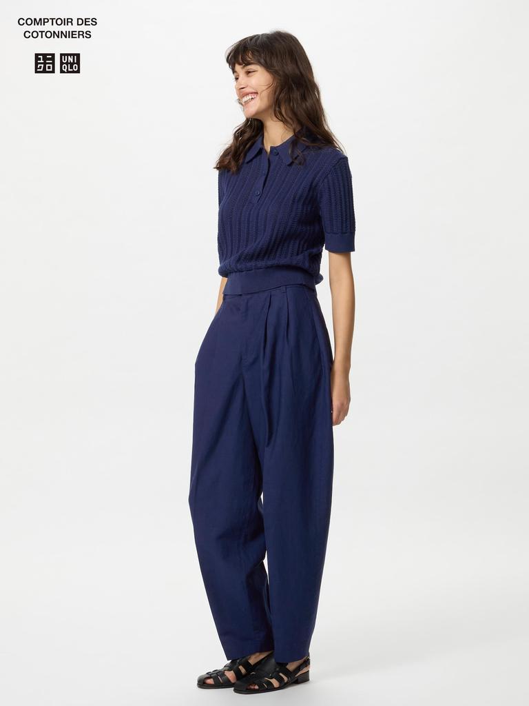 Uniqlo Длинные брюки из японской льняной смеси Barrel Leg