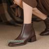 Модные женские ботильоны на толстом каблуке, короткие ботинки, модная зимняя повседневная обувь для женщин, удобная осенняя повседневная офисная женская обувь, размер 40