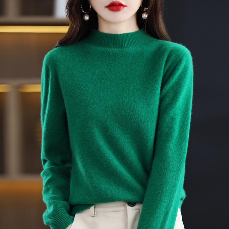 Женский свитер с полуводолазкой, кашемир Цинхэ, 30% кашемир, 70% шерсть, зимний вязаный пуловер, осенний свитер, кашемировый свитер