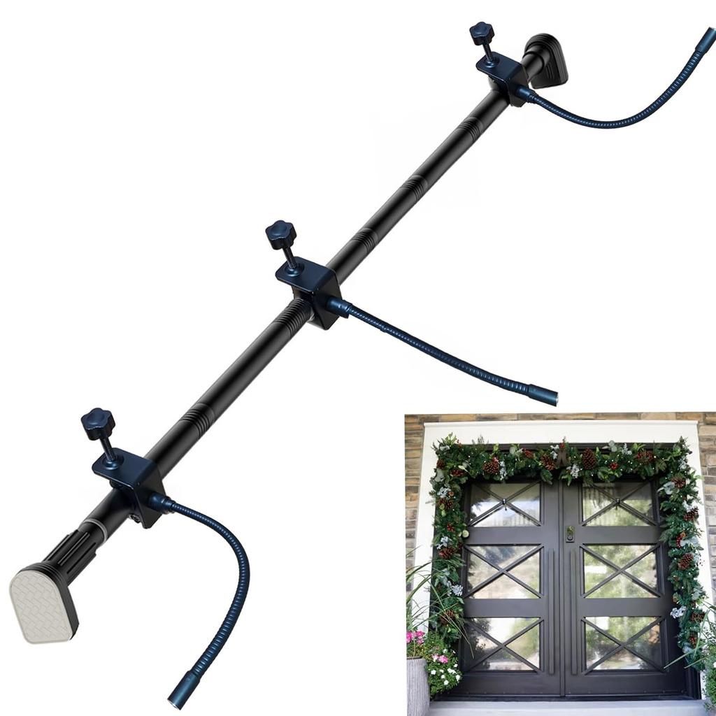 Garland Hanger For Front Double Door Width Doors | Heavy-Duty Christmas Decoration Holder For Wreaths, Lights, & Garland | No Screws, Drilling, G