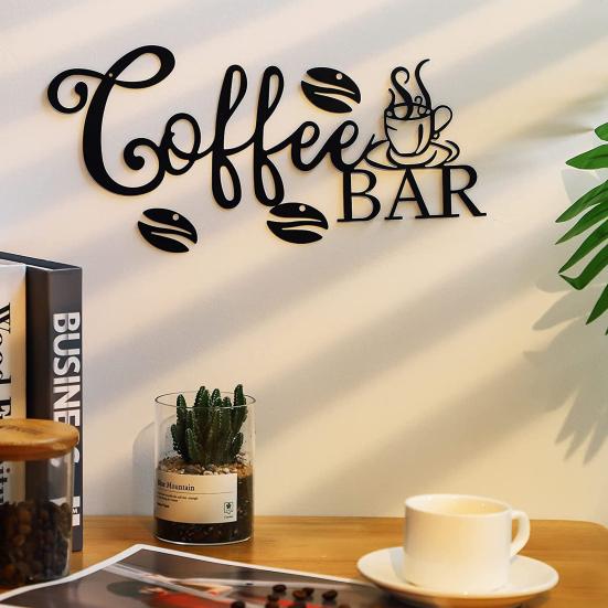 Metal Coffee Bar Sign Rustic Wrought Iron Coffee Bar Hanging Wall Decor Easy To Install Exquisite Workmanship Coffee Wall Art