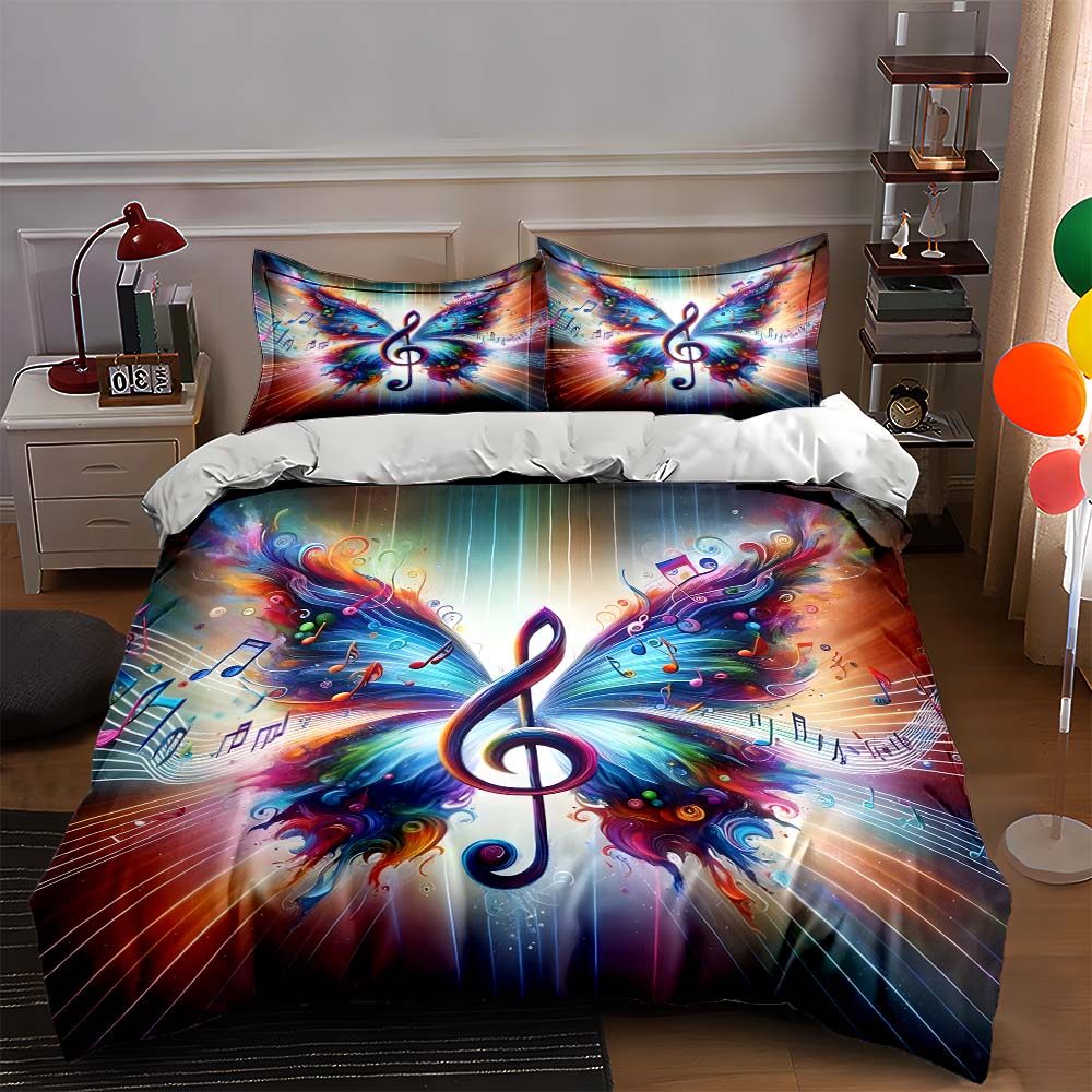Musical butterfly design Bedding Duvet cover sets Duvet covers Pillowcases gifts (1 * Duvet Cover 2 * Pillowcases, without duvet insert)