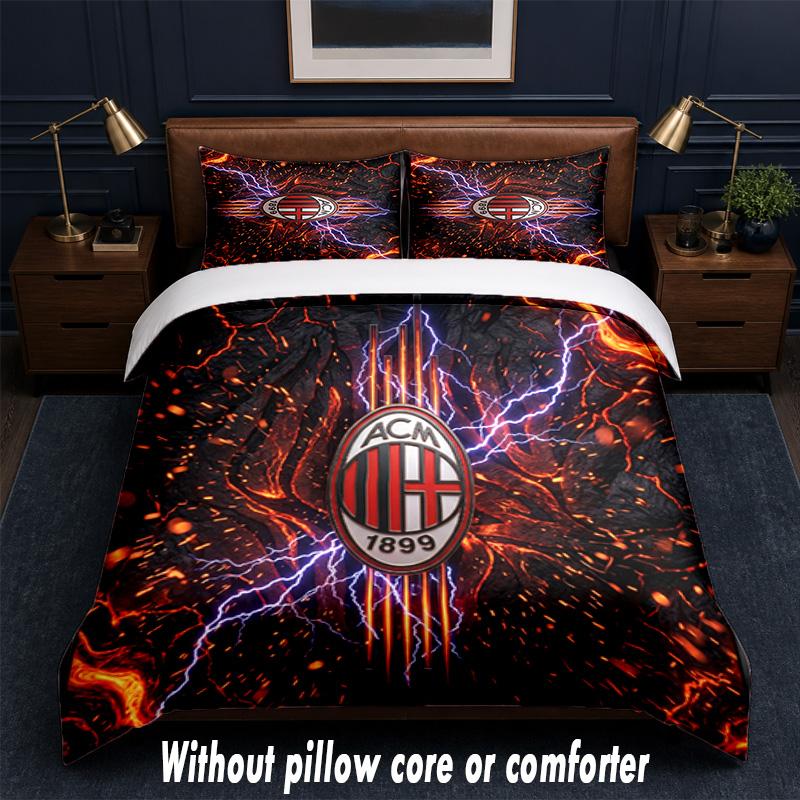 AC Milan Design Bed Bedding Set 1 Duvet Cover + 2 Pillowcases Soft Breathable Household Bed Linens